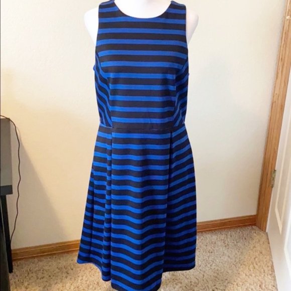 Blue and Black striped dress - Picture 1 of 6